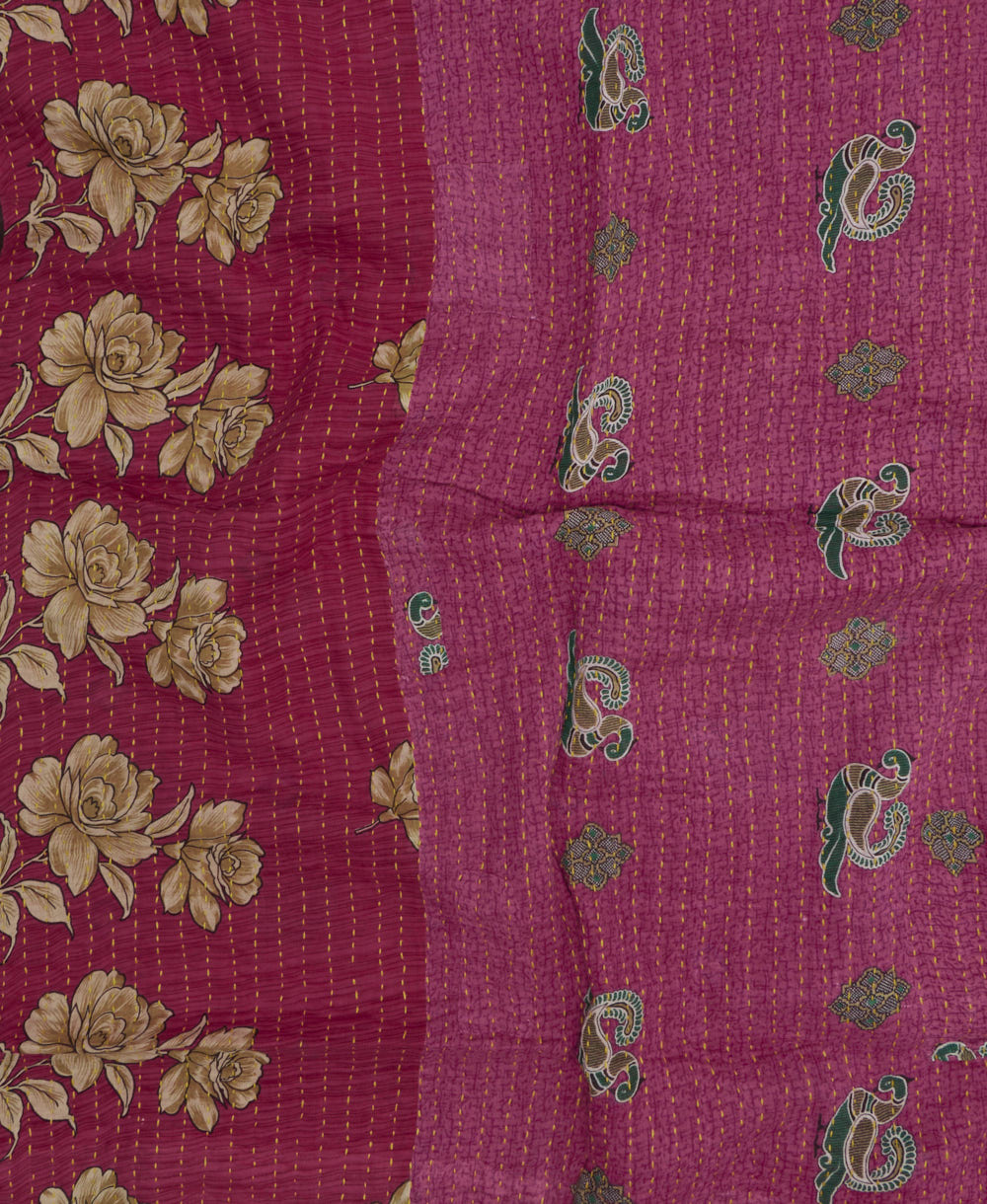 kantha blanket with kantha stitching