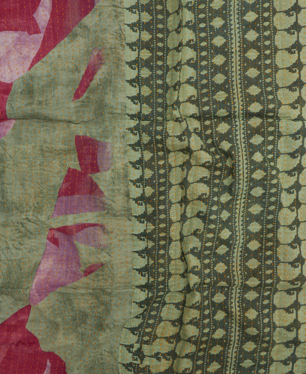 kantha blanket with kantha stitching