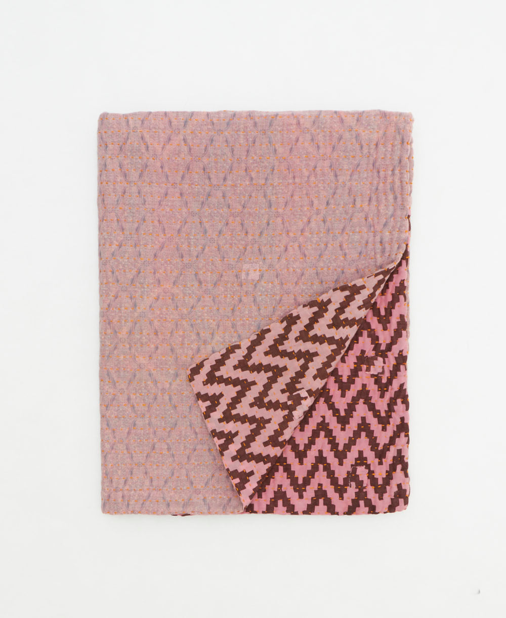 small kantha quilt handmade in India by women artisans from vintage cotton saris