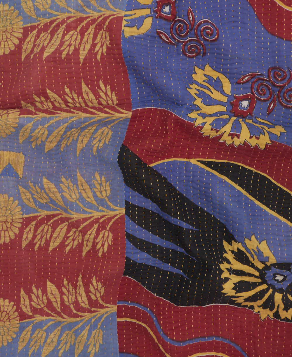 kantha blanket with kantha stitching