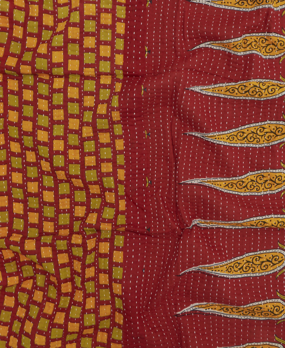 kantha blanket with kantha stitching