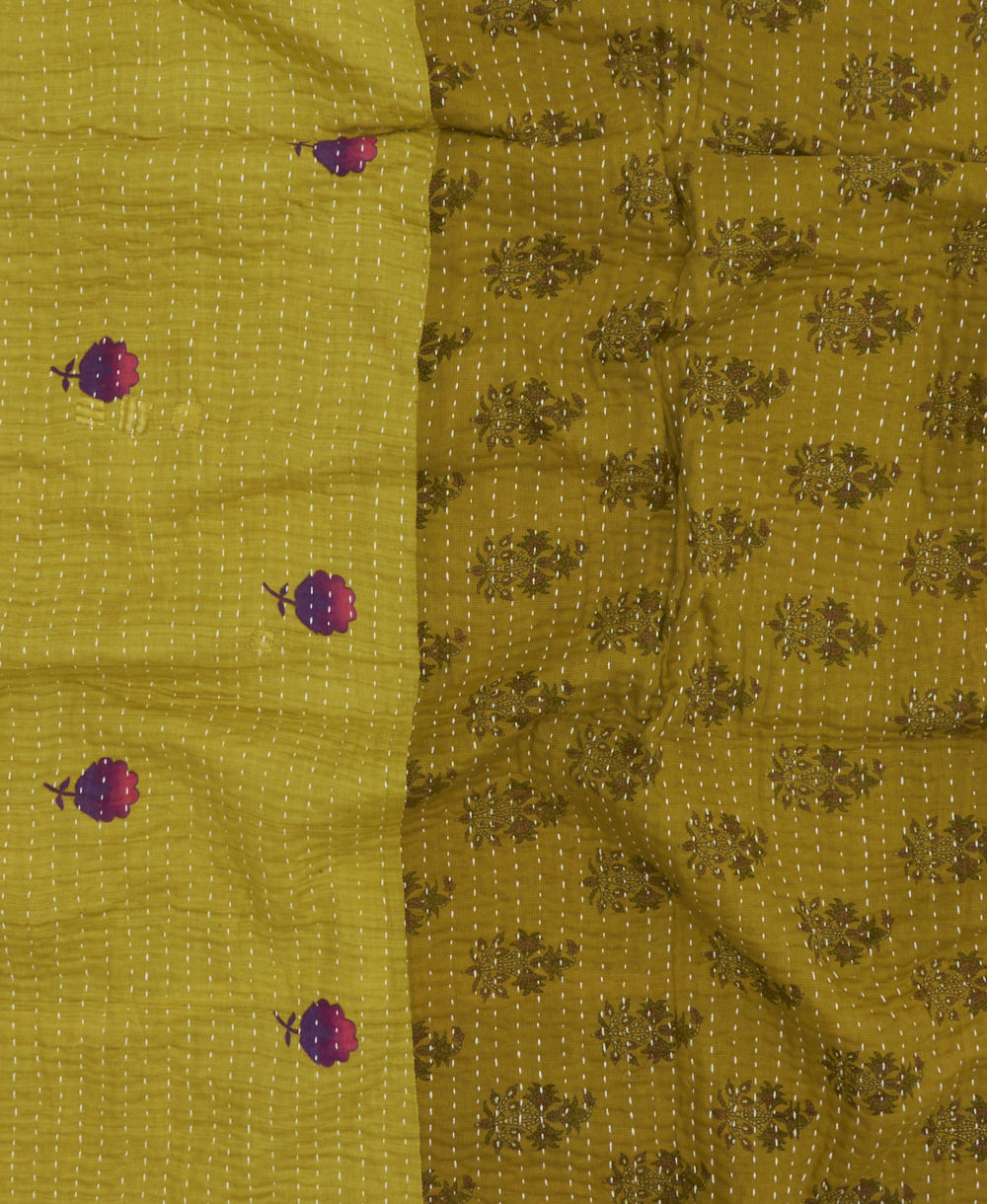 kantha blanket with kantha stitching