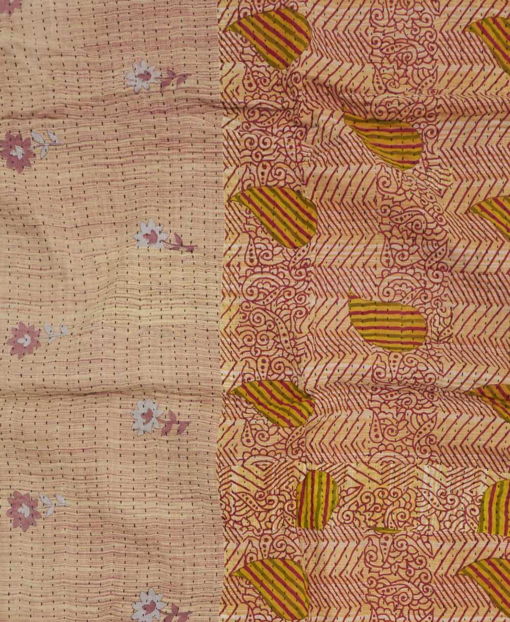kantha blanket with kantha stitching