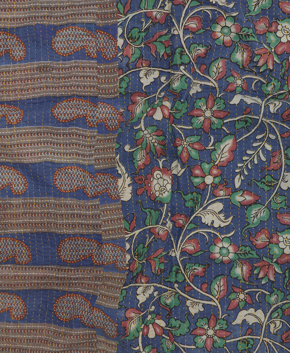 kantha blanket with kantha stitching