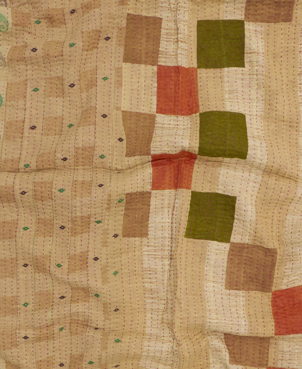 kantha blanket with kantha stitching