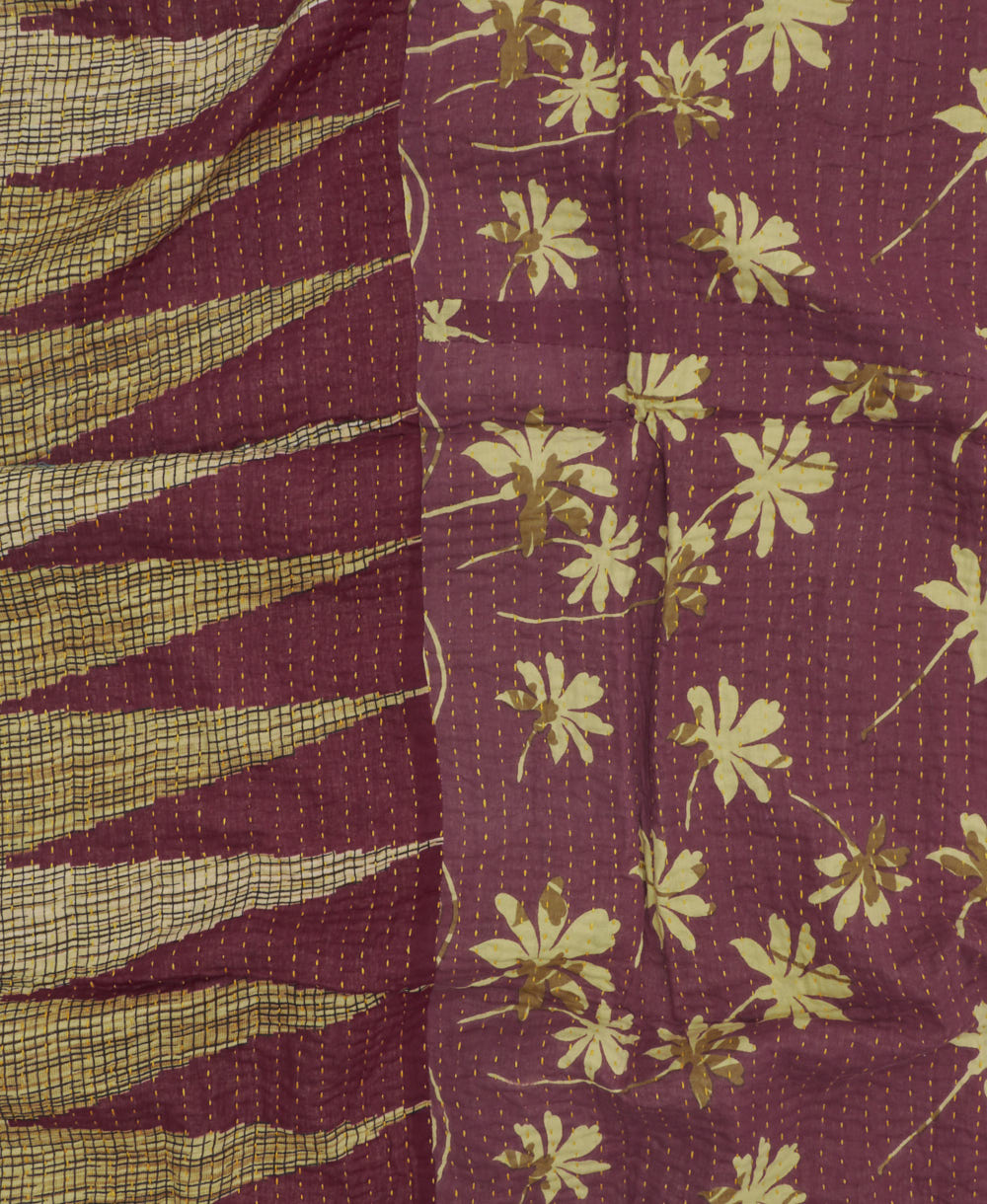 kantha blanket with kantha stitching