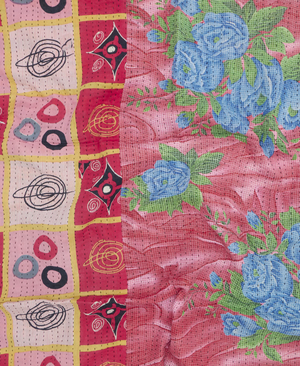 kantha blanket with kantha stitching