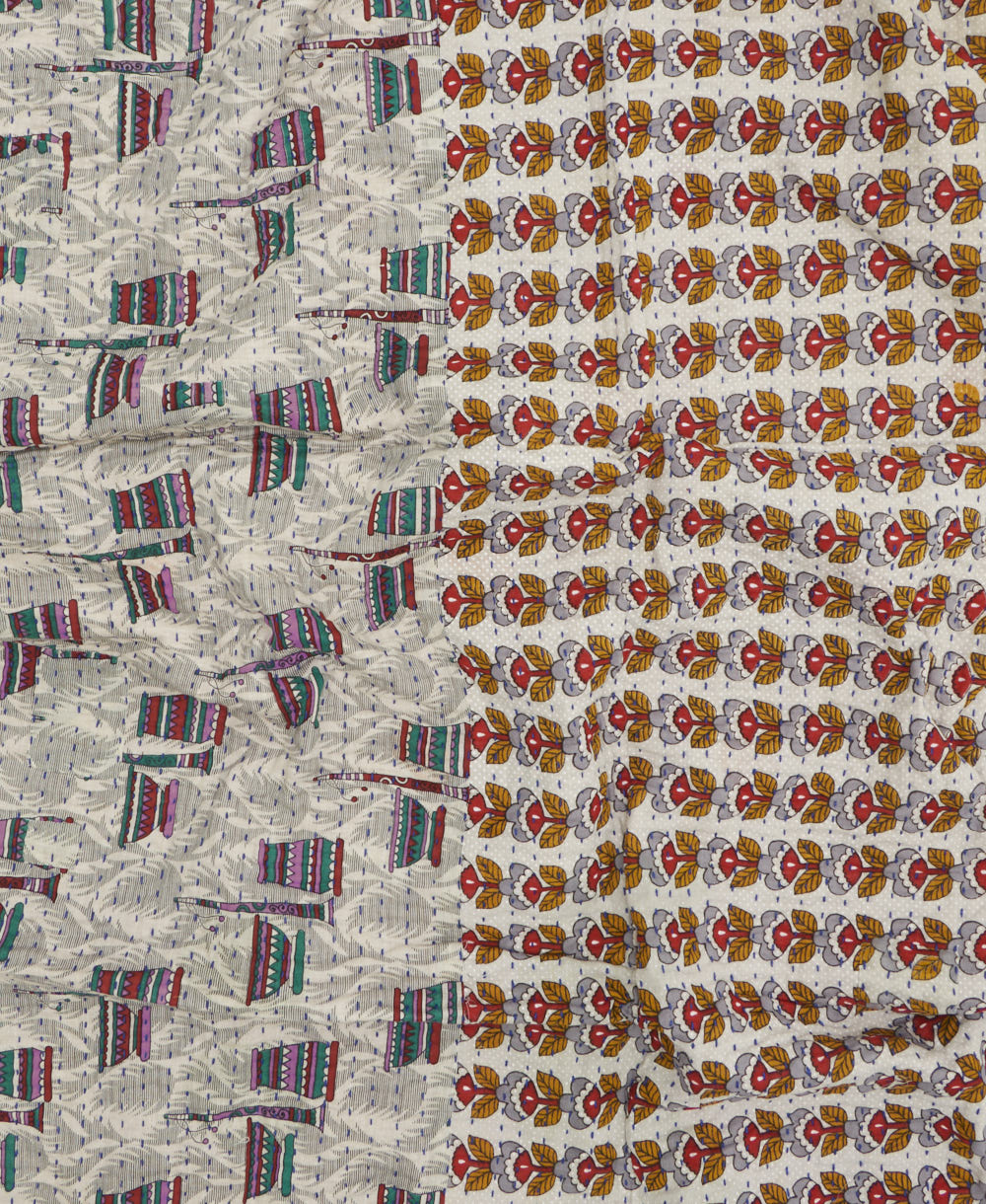 kantha blanket with kantha stitching