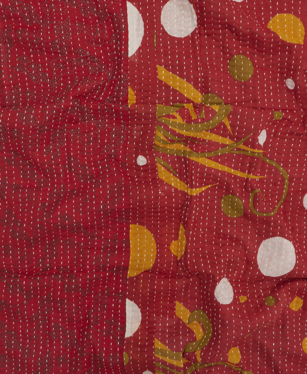 kantha blanket with kantha stitching