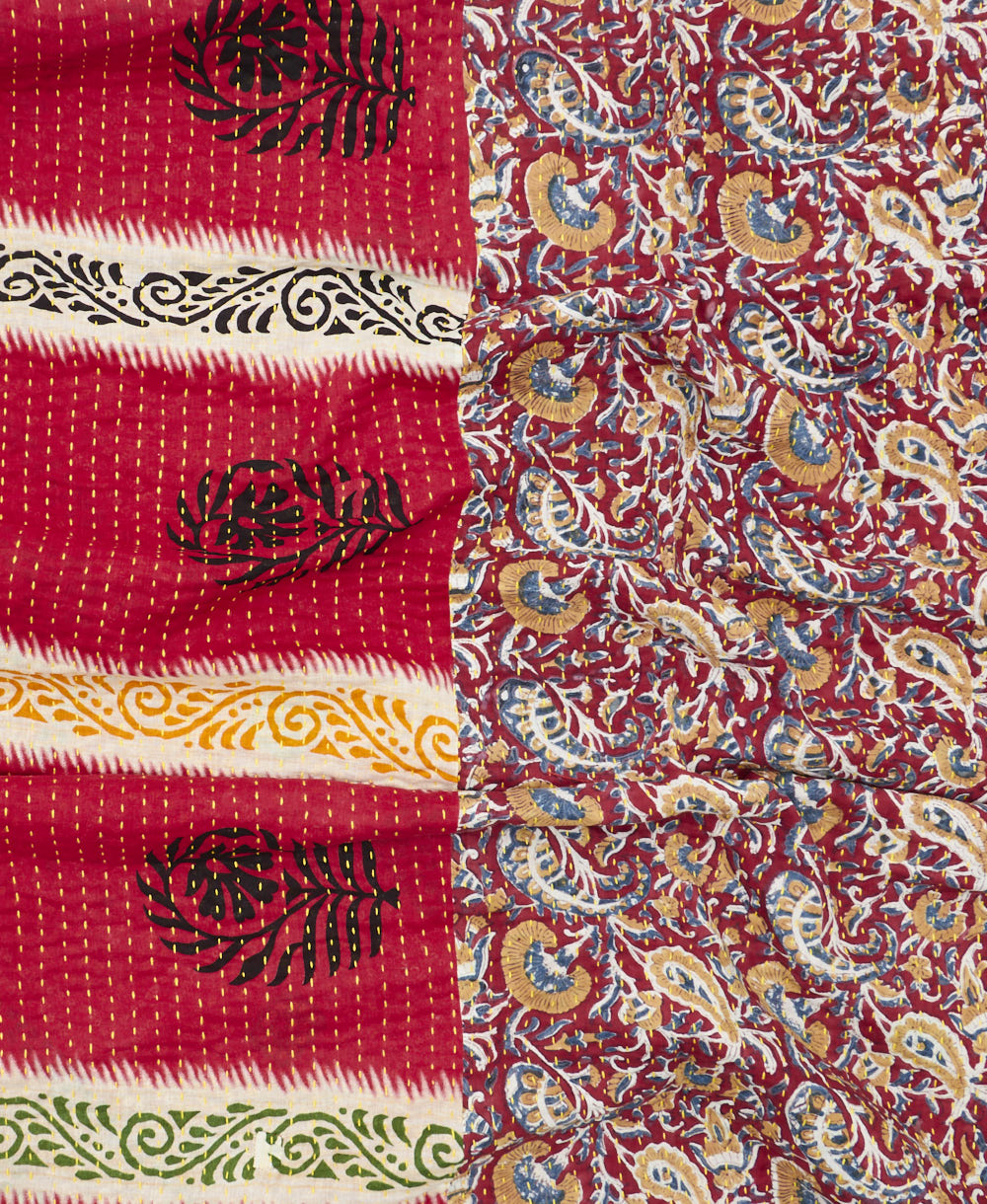kantha blanket with kantha stitching