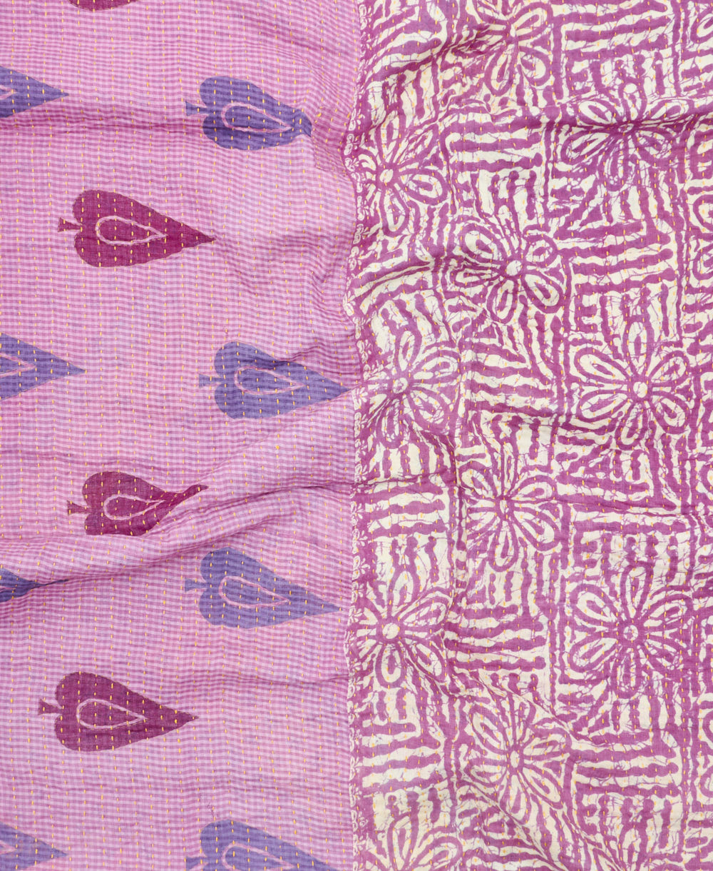 kantha blanket with kantha stitching