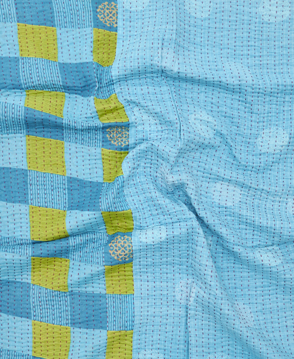 kantha blanket with kantha stitching