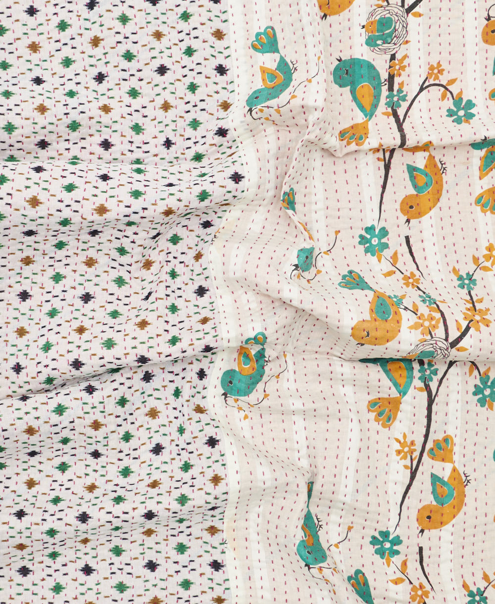 kantha blanket with kantha stitching