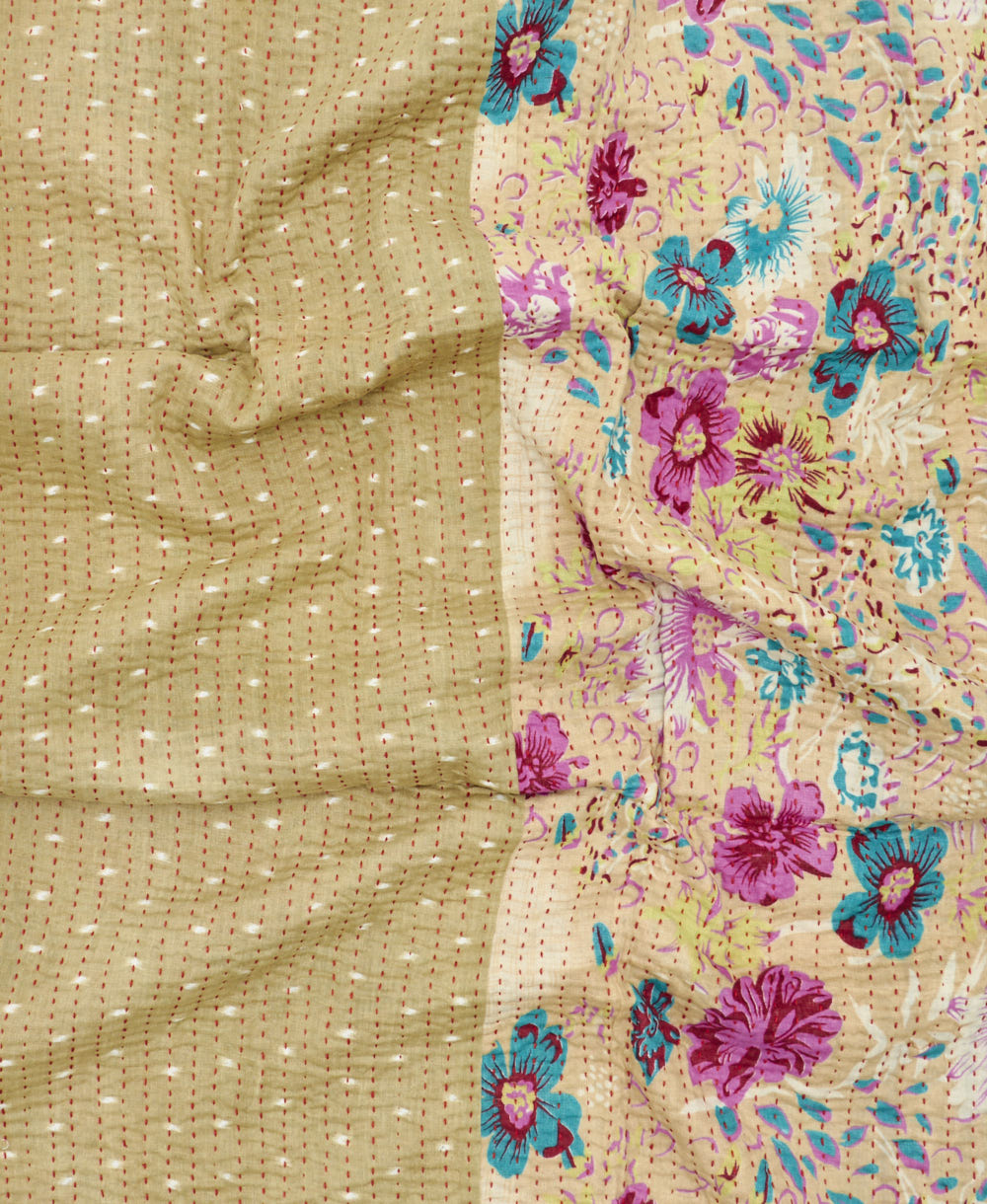 kantha blanket with kantha stitching