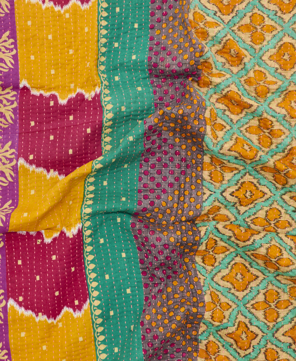 kantha blanket with kantha stitching