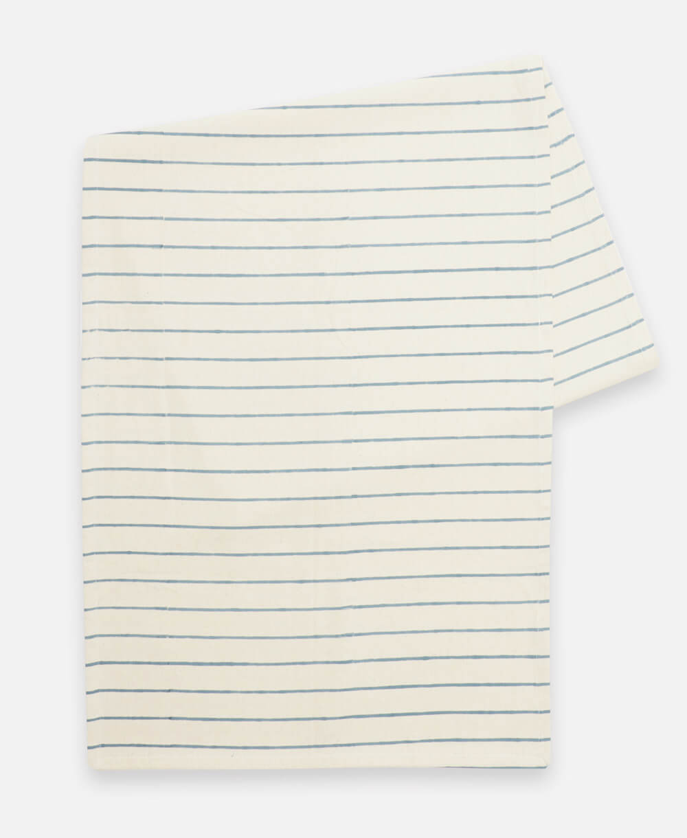 Striped fabric with blue lines on a white background
