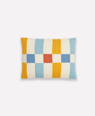 Rectangular small pillow with a colorful checkered pattern on a white background