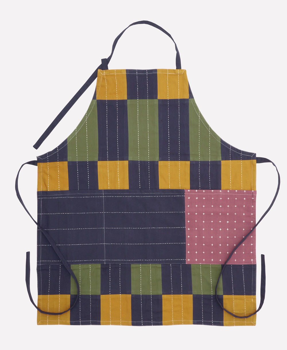Multicolored checkered apron on a white background
