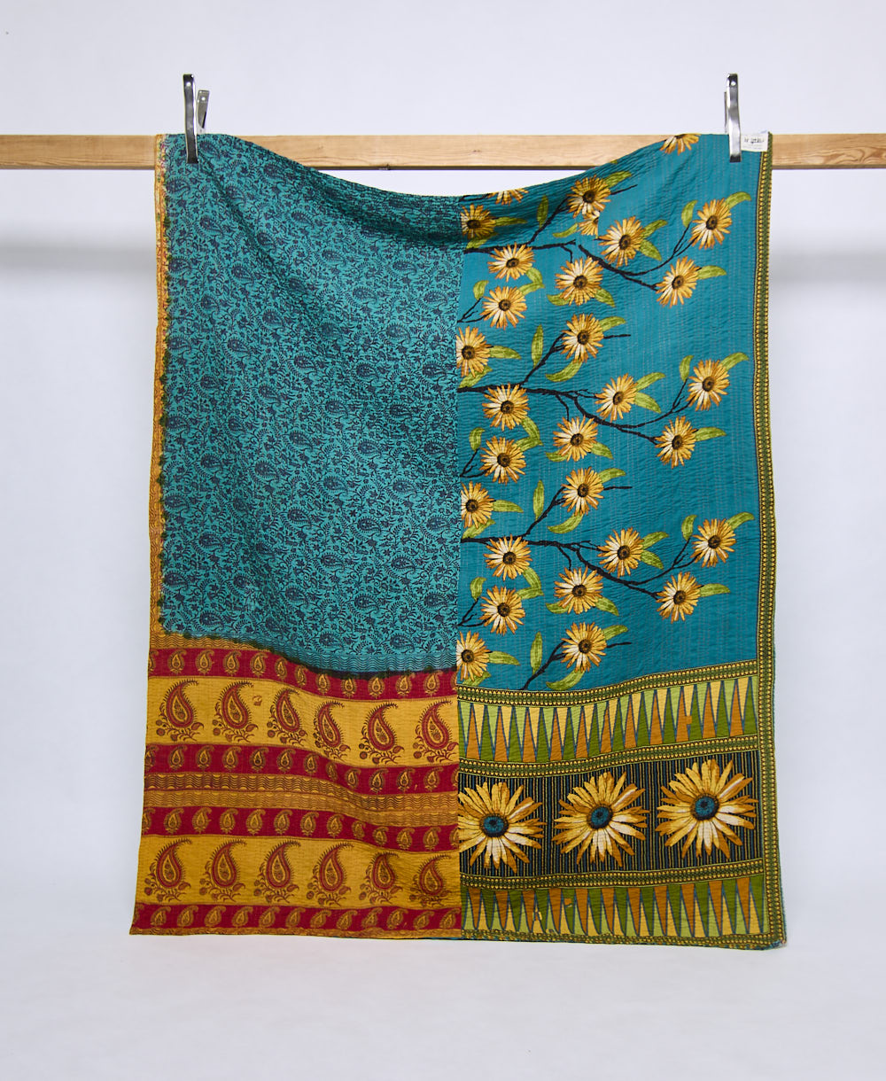 twin kantha quilt handmade in India