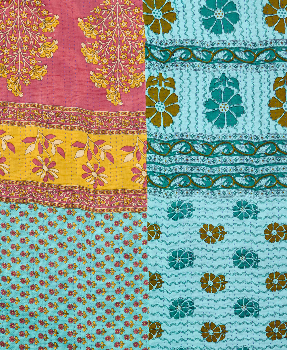 quilted throw in twin size handmade in India by Anchal artisans