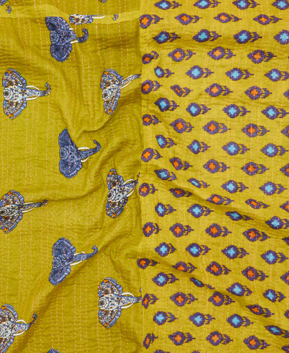 quilted throw in twin size handmade in India by Anchal artisans