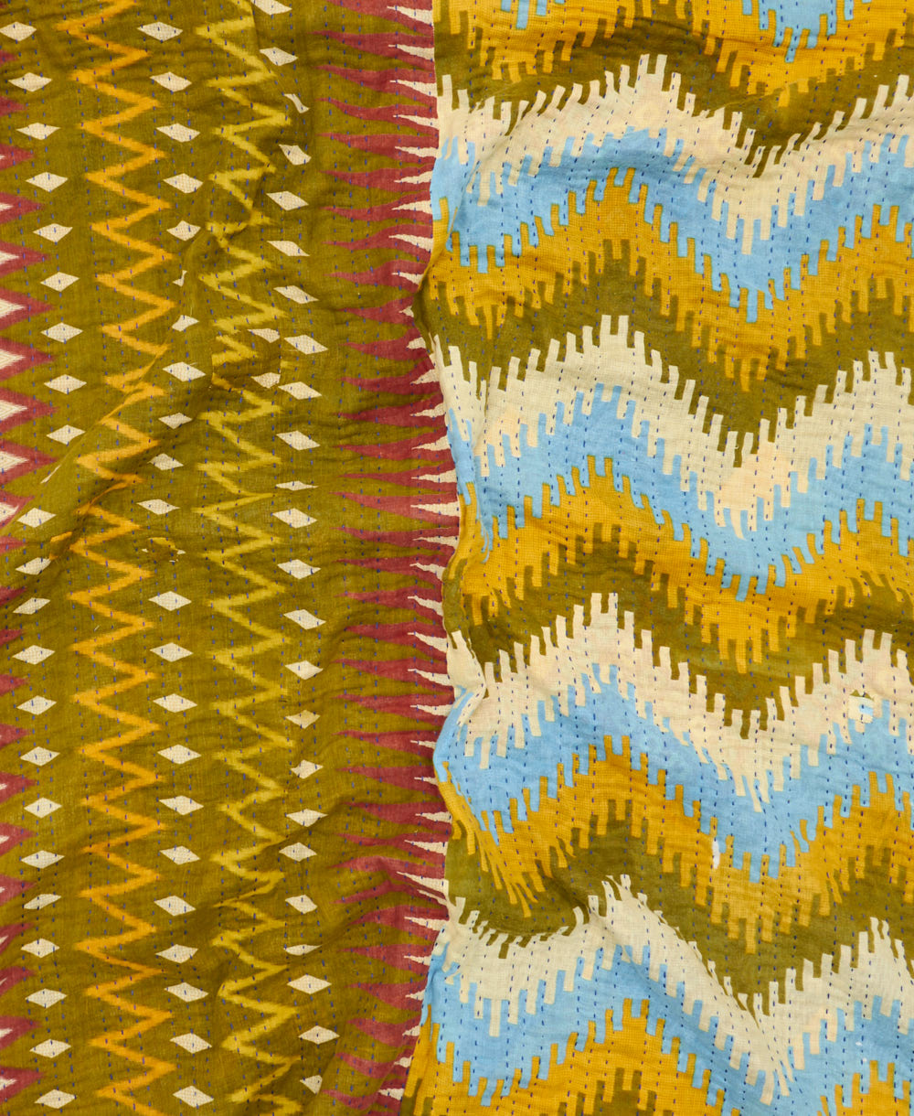 quilted throw in twin size handmade in India by Anchal artisans