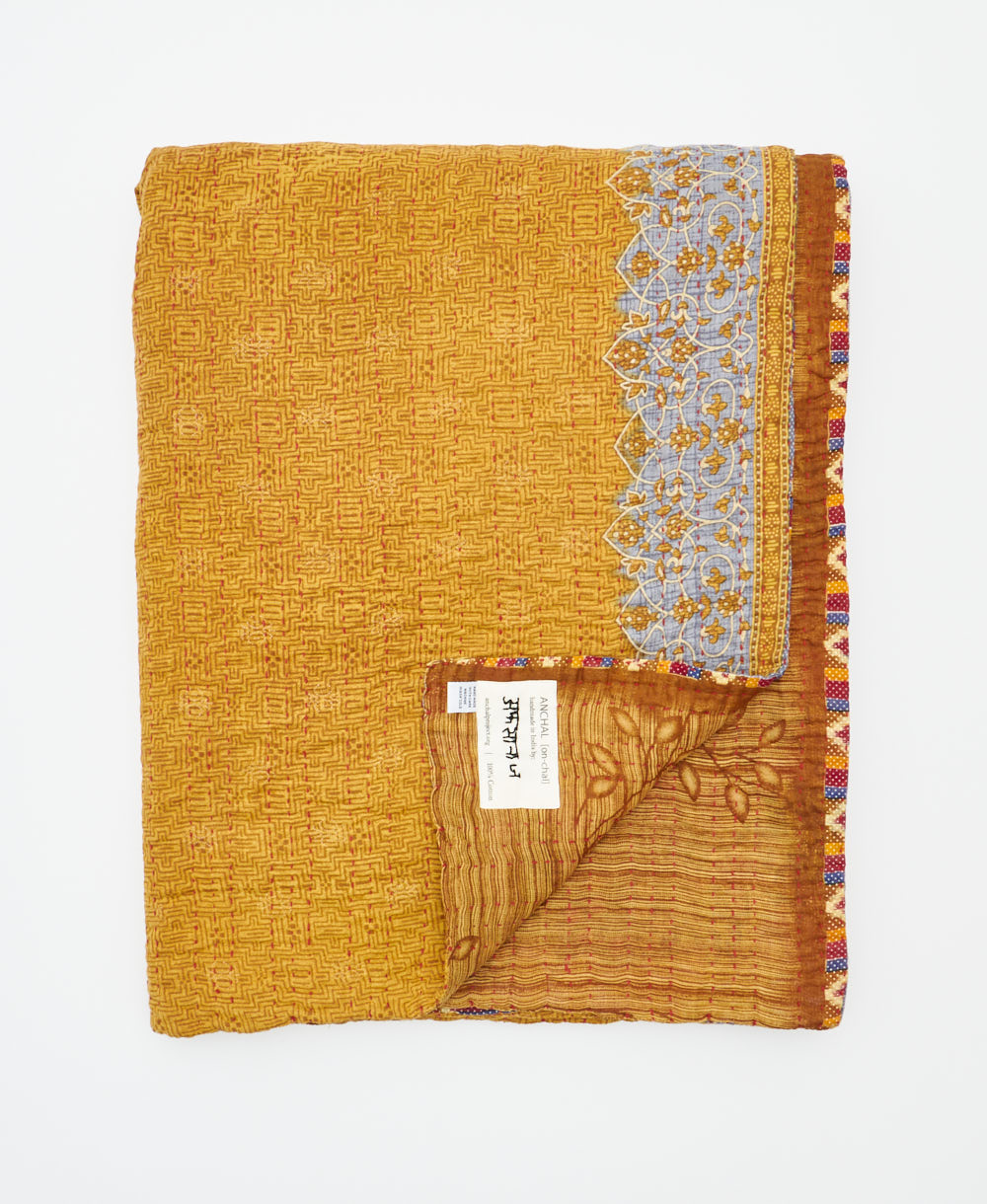 soft twin kantha blanket made from upcycled vintage cotton saris