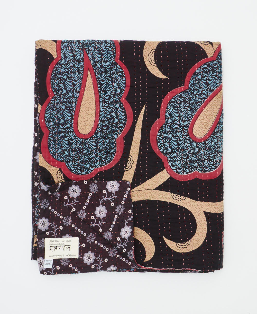 quilted throw in twin size handmade in India by Anchal artisans