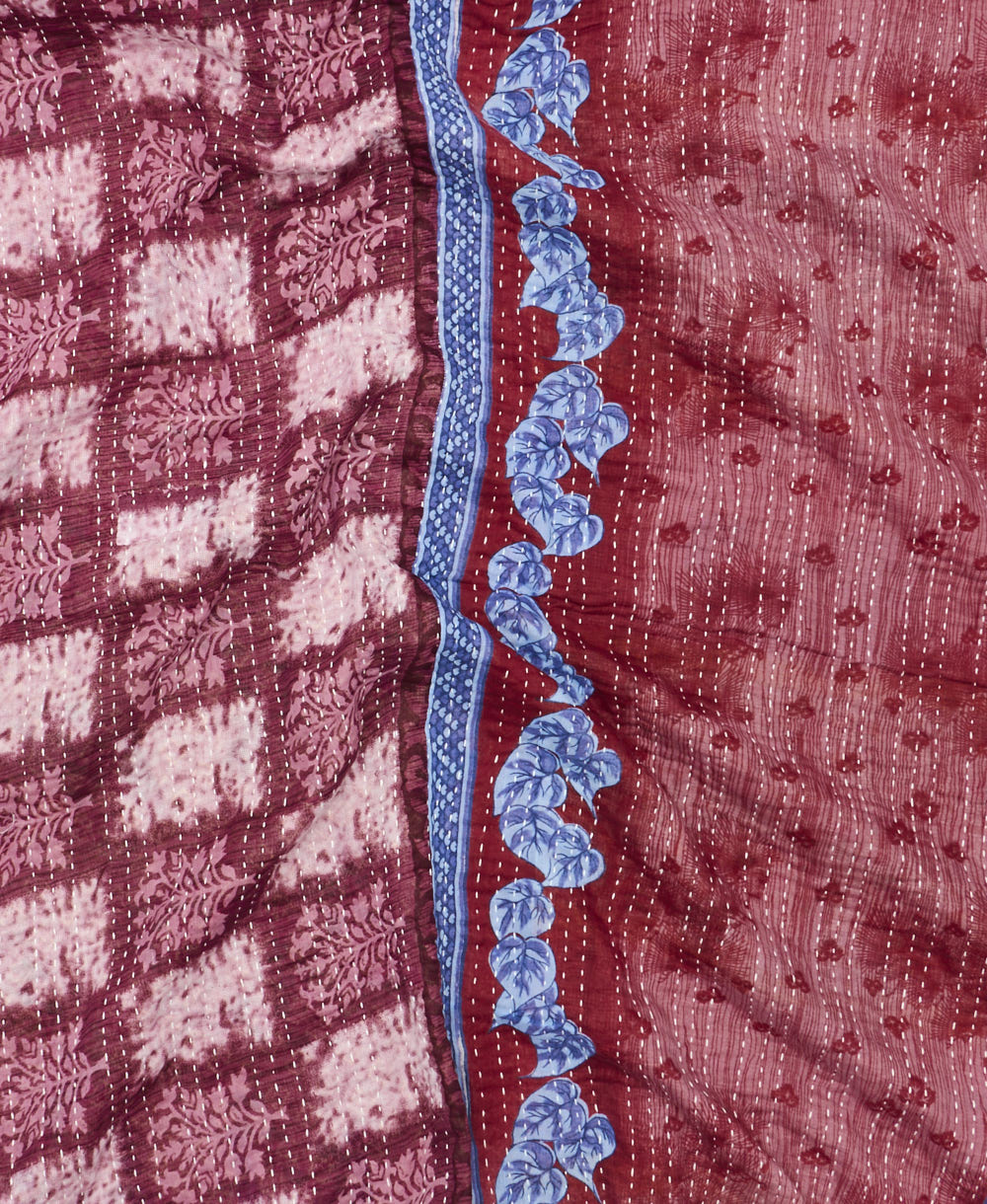 soft twin kantha blanket made from upcycled vintage cotton saris