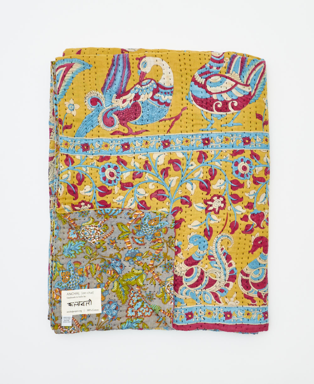 quilted throw in twin size handmade in India by Anchal artisans