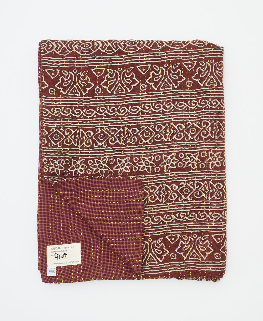 quilted throw in twin size handmade in India by Anchal artisans