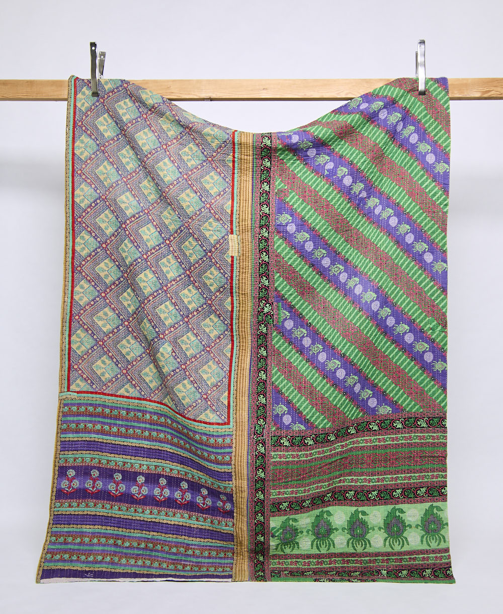 twin kantha quilt handmade in India