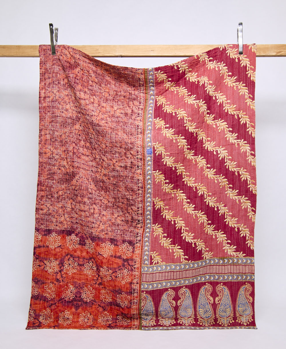 twin kantha quilt handmade in India