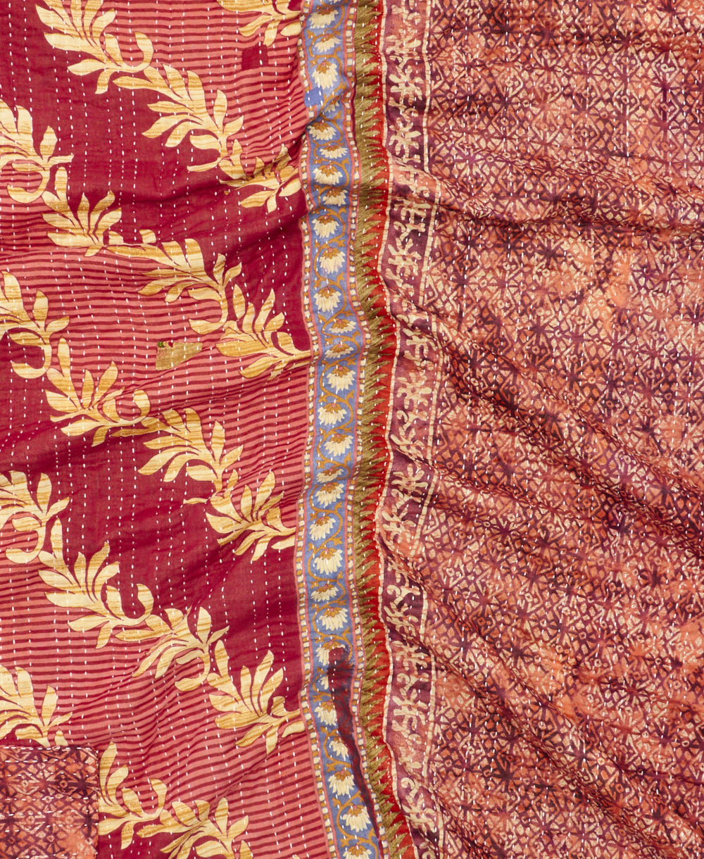 soft twin kantha blanket made from upcycled vintage cotton saris