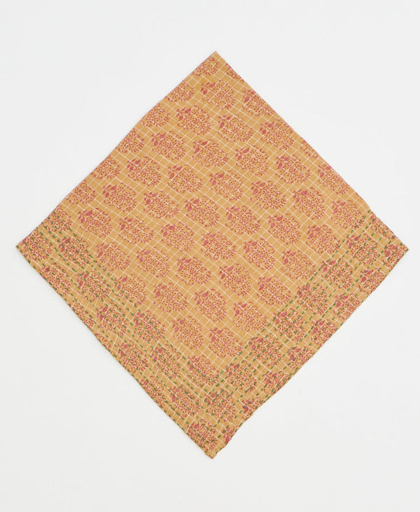 pink and brown geometric cotton bandana scarf handmade in India

