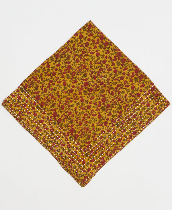 mustard floral print cotton bandana scarf handmade in India
