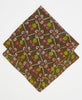 embroidered bandana scarf in a one-of-a-kind green and pink floral pattern
