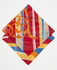 embroidered bandana scarf in a one-of-a-kindred, yellow, and blue wavy striped pattern

