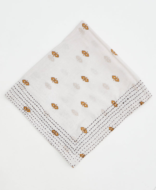 mustard geometric print cotton bandana scarf handmade in India
