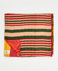  Artisan-made king kantha quilt in red and yellow paisley design made from upcycled saris
