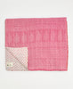  Artisan-made king kantha quilt in pink paisley design made from upcycled saris

