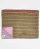  Artisan-made king kantha quilt in purple paisley design made from upcycled saris
