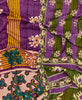 King kantha quilt with reversible purple geometric pattern
