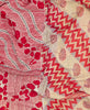 King kantha quilt with reversible red floral pattern
