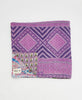  Artisan-made queen kantha quilt in a purple geomettic design made from upcycled saris
