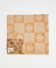  Artisan-made queen kantha quilt in orange floral design made from upcycled saris
