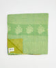  Artisan-made queen kantha quilt in green geometric design made from upcycled saris
