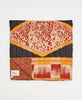  Artisan-made queen kantha quilt in bold geometric design made from upcycled saris
