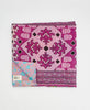  Artisan-made queen kantha quilt in purple paisley design made from upcycled saris
