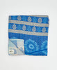 Queen kantha quilt in blue and purple floral pattern handmade in India
